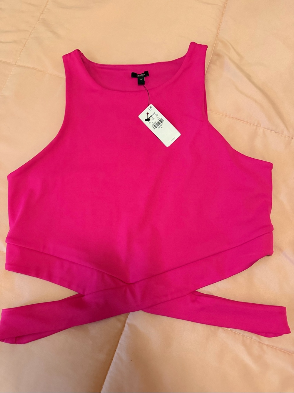 Express Hot Pink Cropped Tank with Wrap Hem